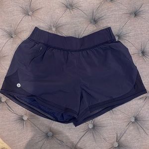 reversible navy/printed lululemon shorts